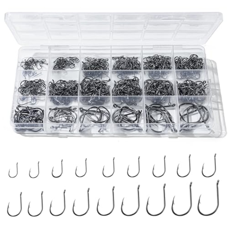 Fishing Hook Size - 300PCS Fishing Hooks 18 Sizes High-Carbon