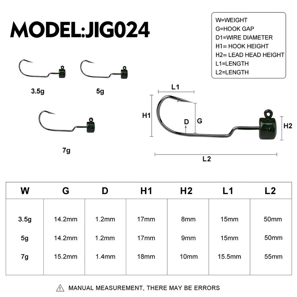 5PCS/LOT 3.5G 5G 7G Barbed Jig - Fishing Hook Offset recension och pris