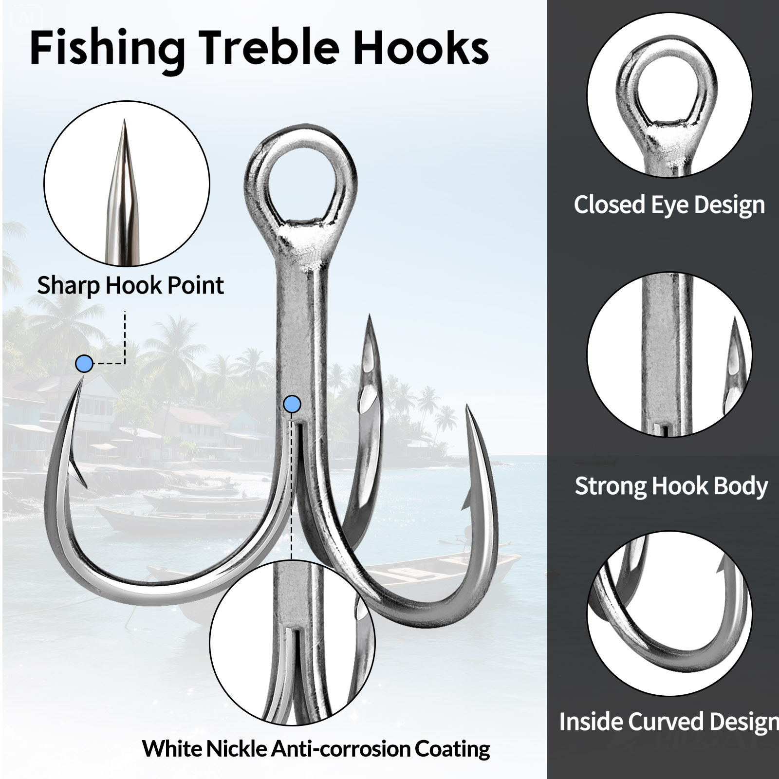 9KM Saltwater Treble Hooks 3X  - Fishing Hook Assortment recension och pris