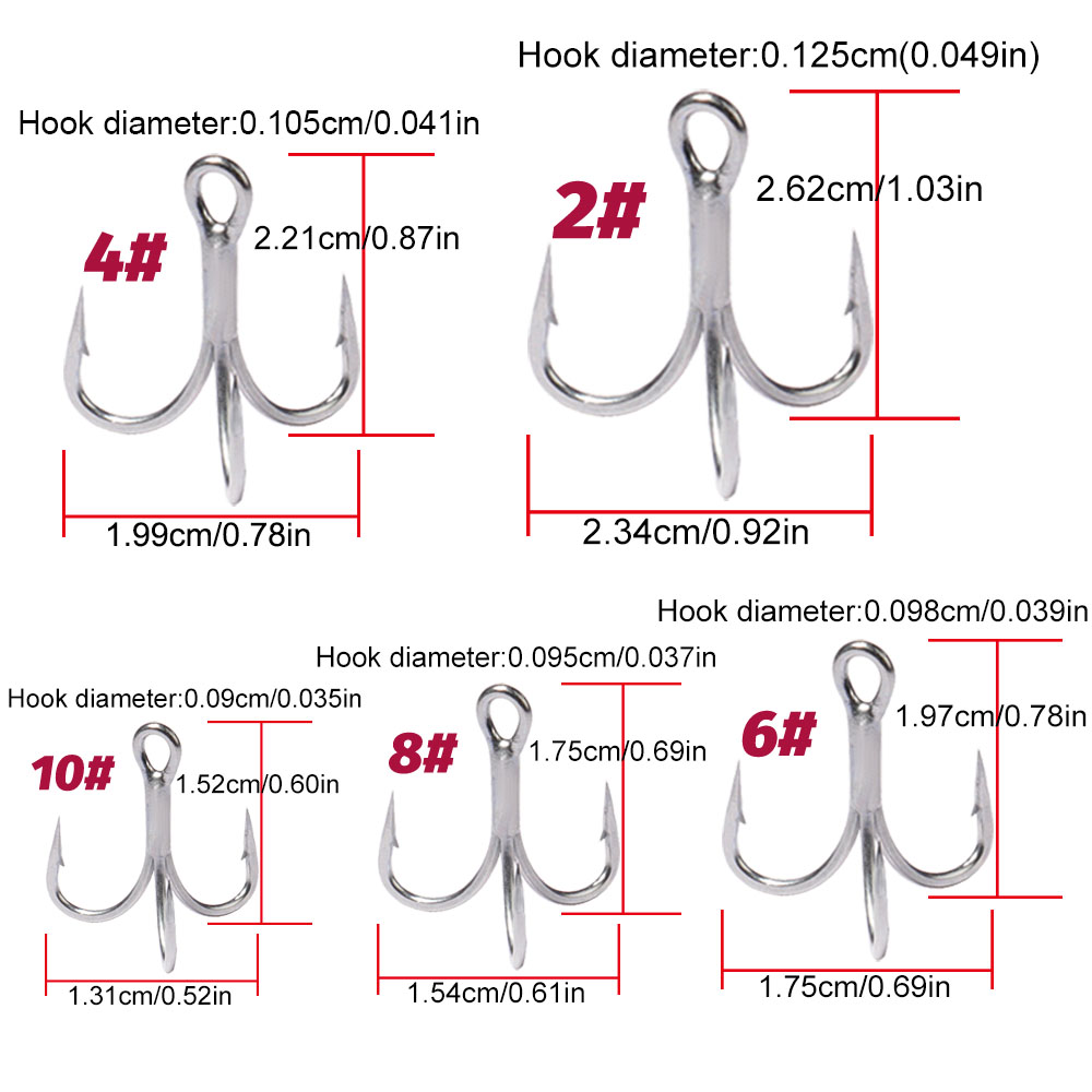 GOBAIT 20PCS Treble Hooks 2#-1 - Fishing Hook Barbless recension och pris
